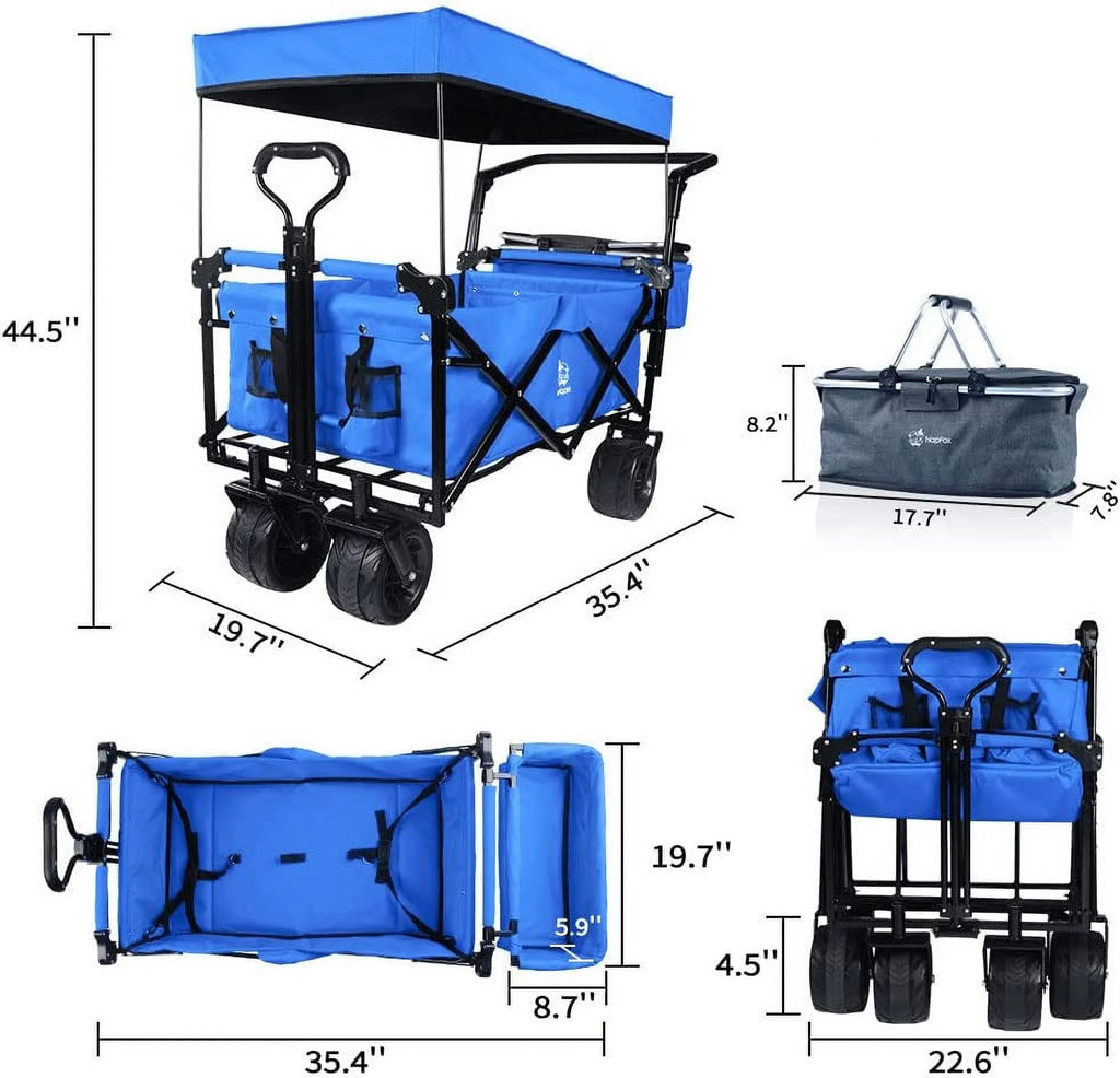 Collapsible Heavy Duty Folding Wagon Cart with Removable Canopy B461518