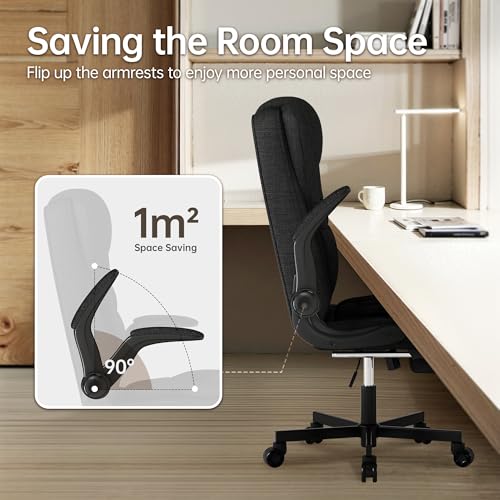 Fabric Ergonomic High Back Office Chair with Footrest, Black U545395