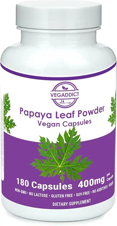 Papaya Leaf Powder 340mg Capsules Vegan Non-GMO Dietary Supplement D996
