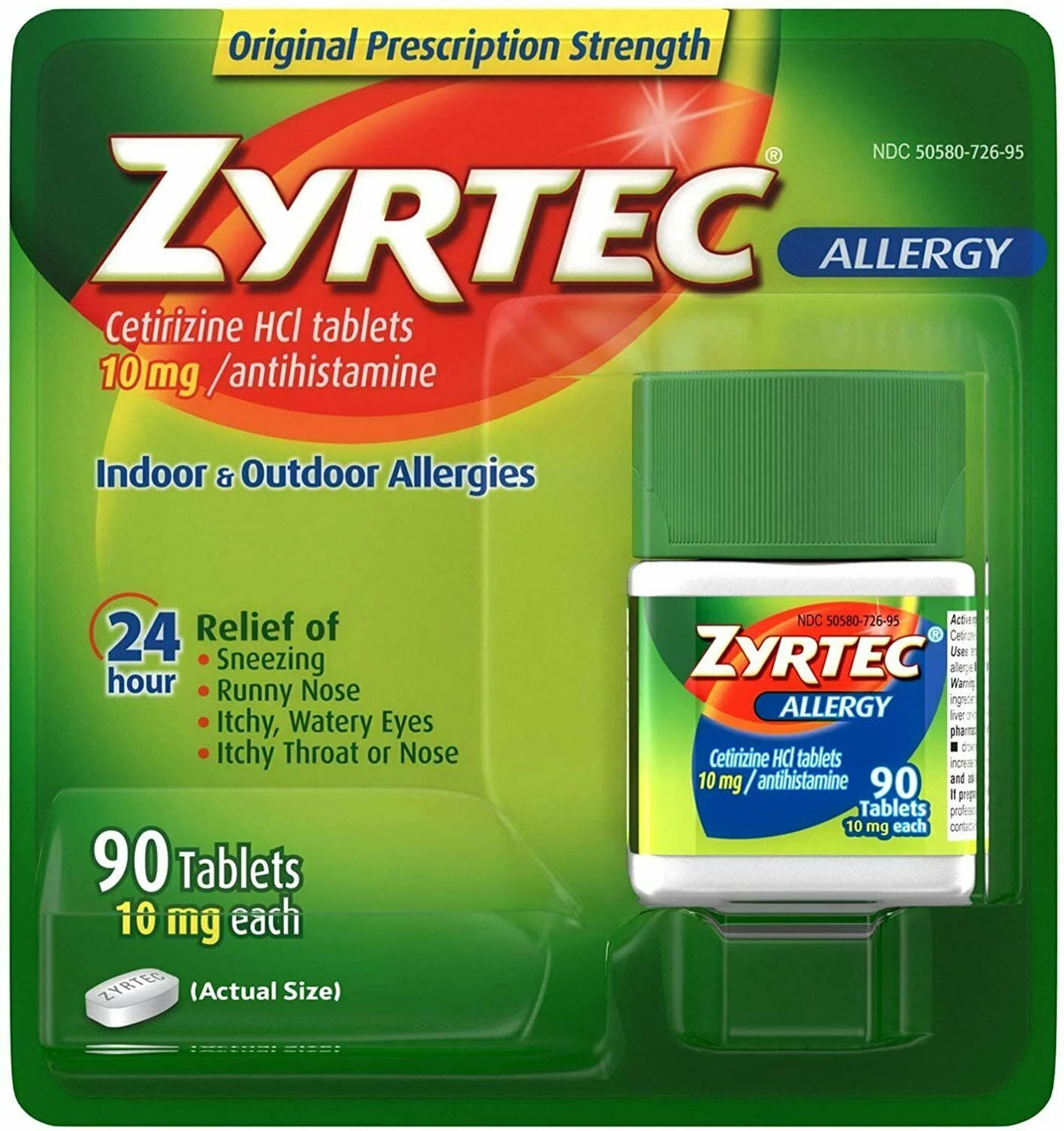 Cetirizine HCI 10 mg Antihistamine 90 Tablets U502352