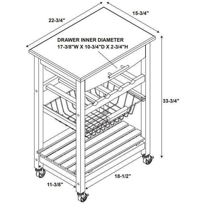 Gray Wood and Stainless Steel Kitchen Cart Y8899