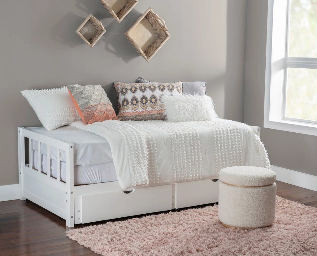 White 2-Drawer Convertible Twin to King Daybed X56931