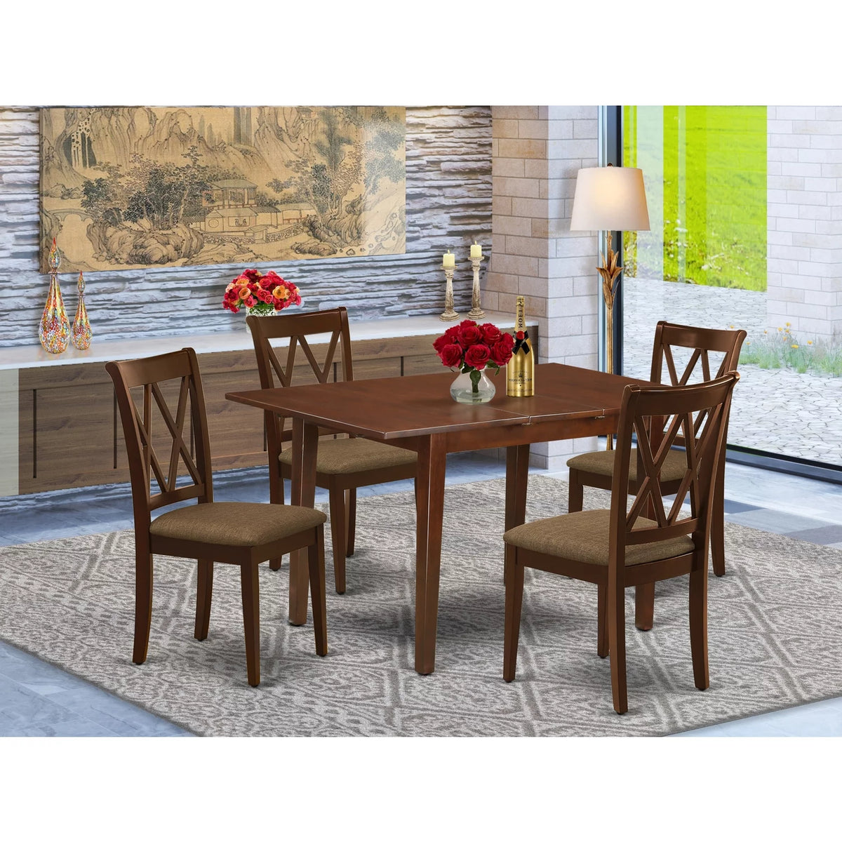 5 Piece Mahogany Wood Dining Set C69076