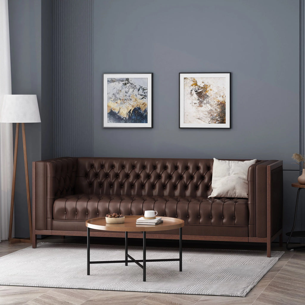 Dark Brown Faux Leather Sofa G4962