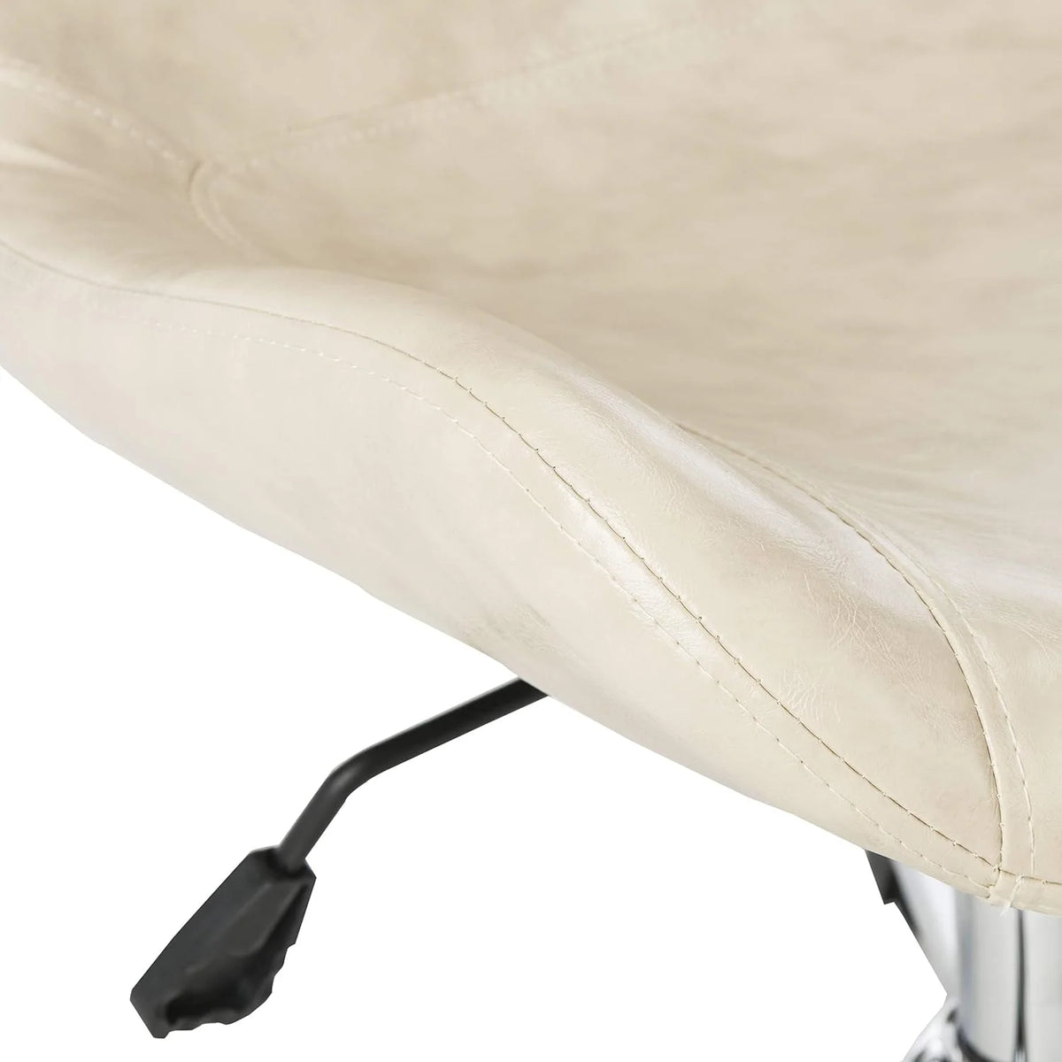 Beige Faux Leather Swivel Adjustable Office Desk Chair E4766