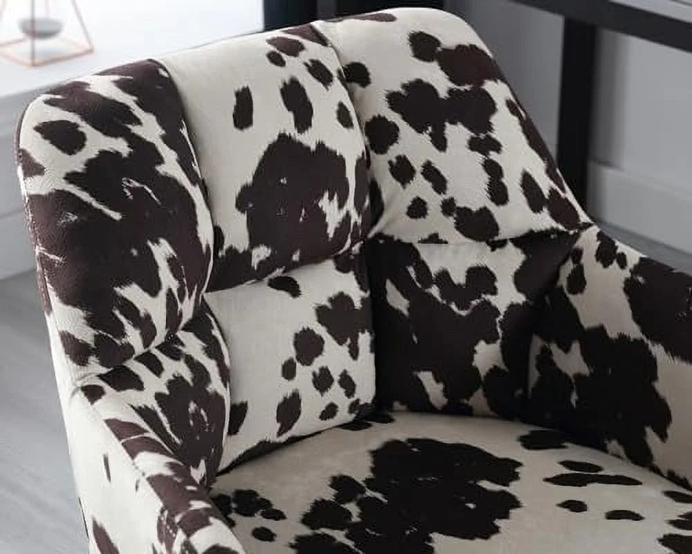 Velvet Cow Print Swivel Office Desk Chair with Wheels and Arms L4013
