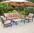 5-Seat Beige Metal Patio Conversation Sofa Set G937351