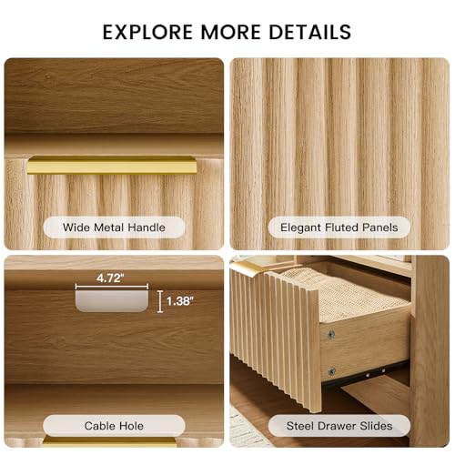Nature Oak TV Stand with Drawers and Open Shelf H799