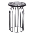 Black Metal Accent Table with Bone Inlay Top B9923