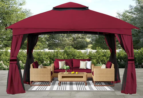 10 Ft x 10 Ft Patio Gazebo with Netting C20779