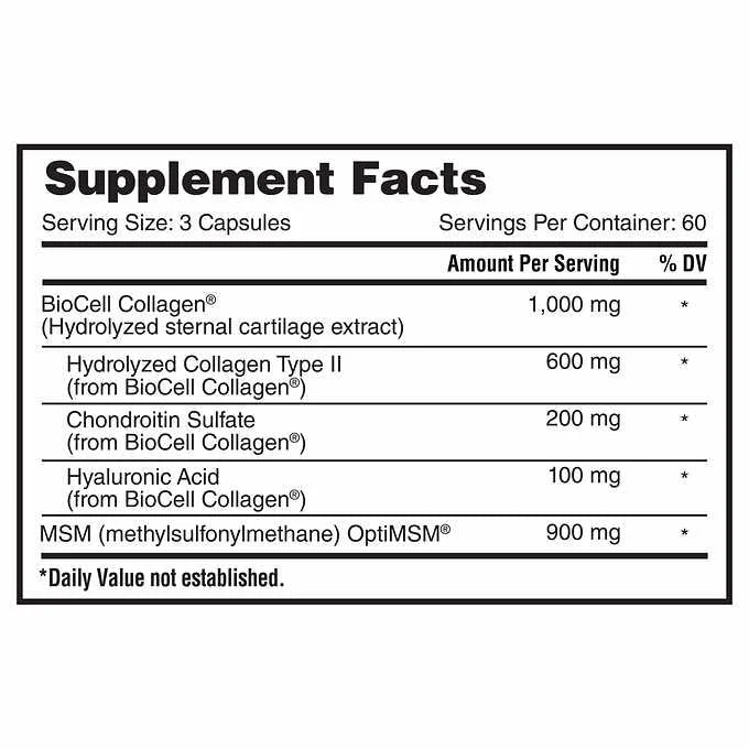 Hyaluronic Acid with Biocell Collagen, 180 Capsules Q160