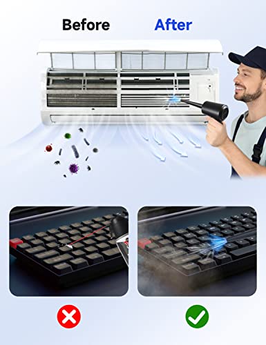 Compressed Air Duster 3-Gear 51000RPM Cordless Rechargeable LED Light Black Y927723