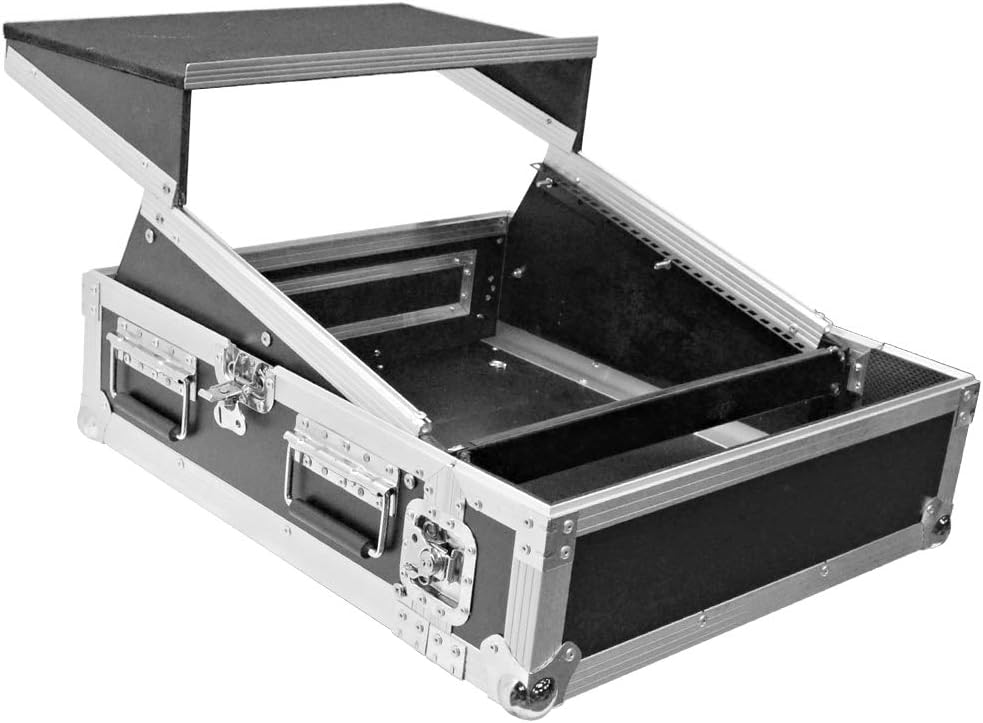 2 Space ATA Rack Case with 10U Mixer Top and Laptop Shelf T34133