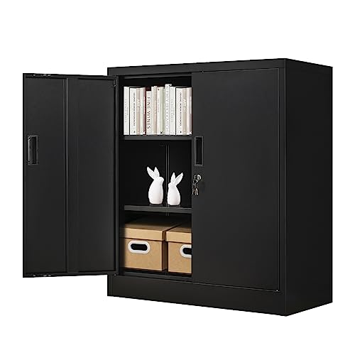 Black Lockable Steel Storage Cabinet with 2 Drawers F273