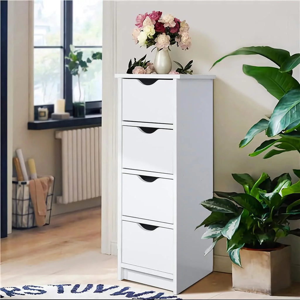 White 4 Drawer Wooden Floor Cabinet D29150