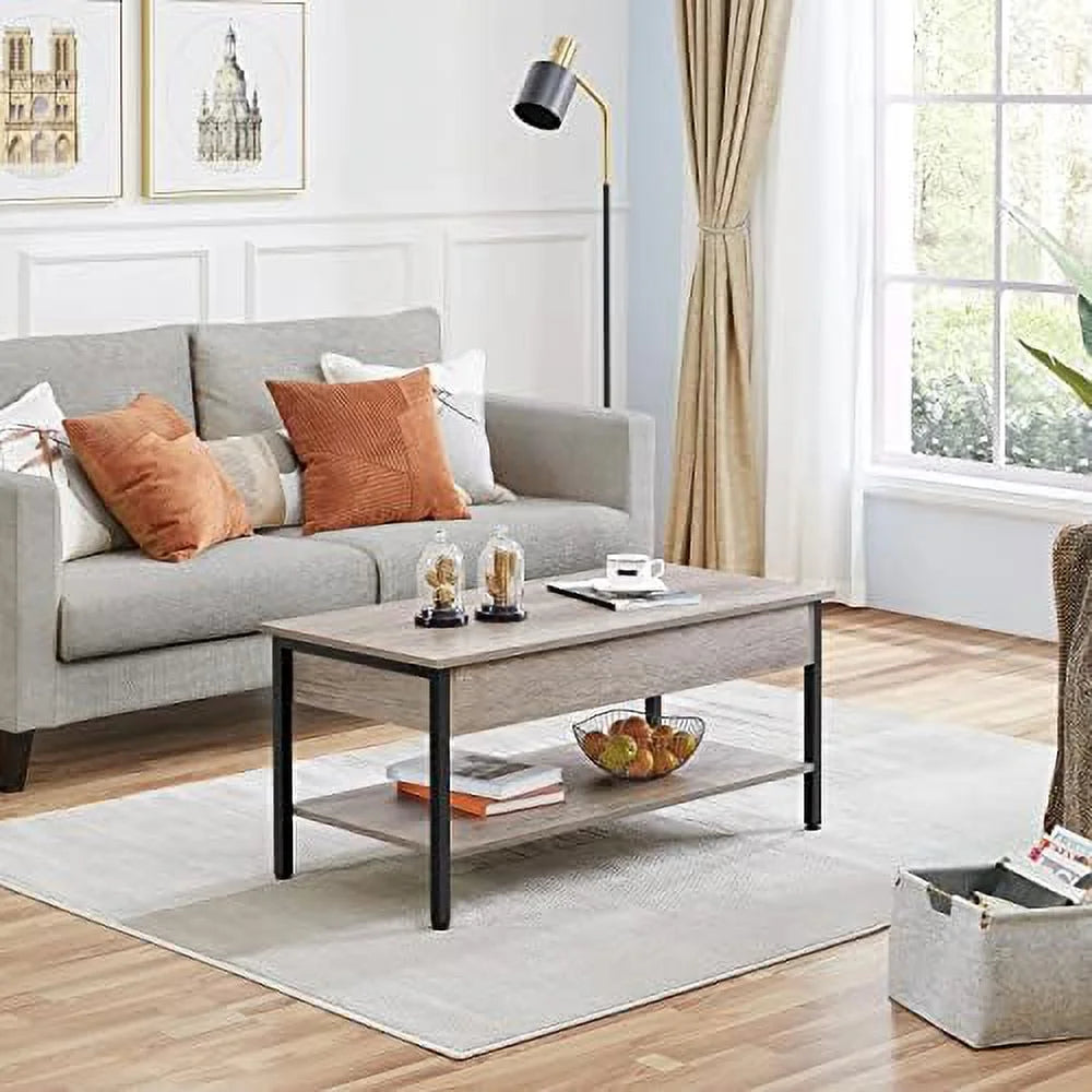 Industrial Lift Top Coffee Table 47.5x24x20 Inches Gray W39864