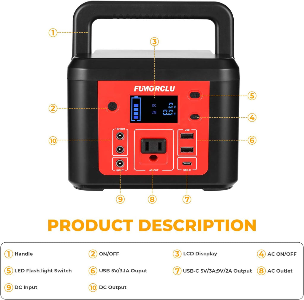 Portable Power Station 178Wh 180W Solar Generator B4554