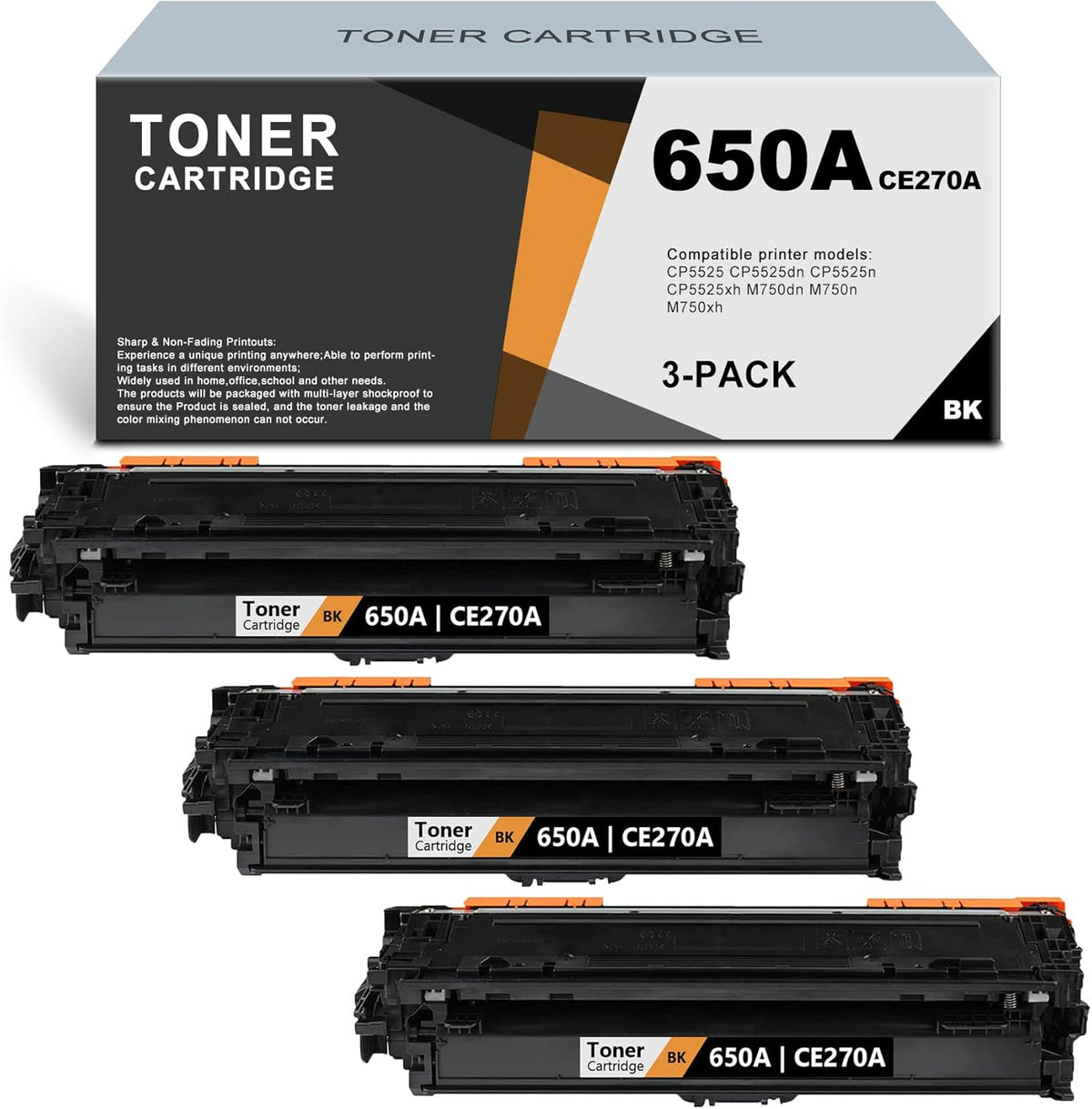 Compatible Remanufactured Toner Cartridge Replacement 3 Pack Black T2758