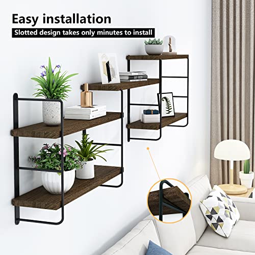 Wall Mounted Floating Shelves, 5 Brown Wood Shelves I379924