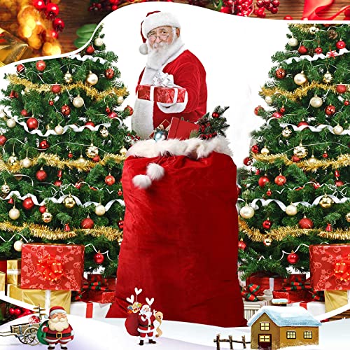 56 x 36 Inch Extra Large Velvet Santa Gift Sack with Drawstring T69264