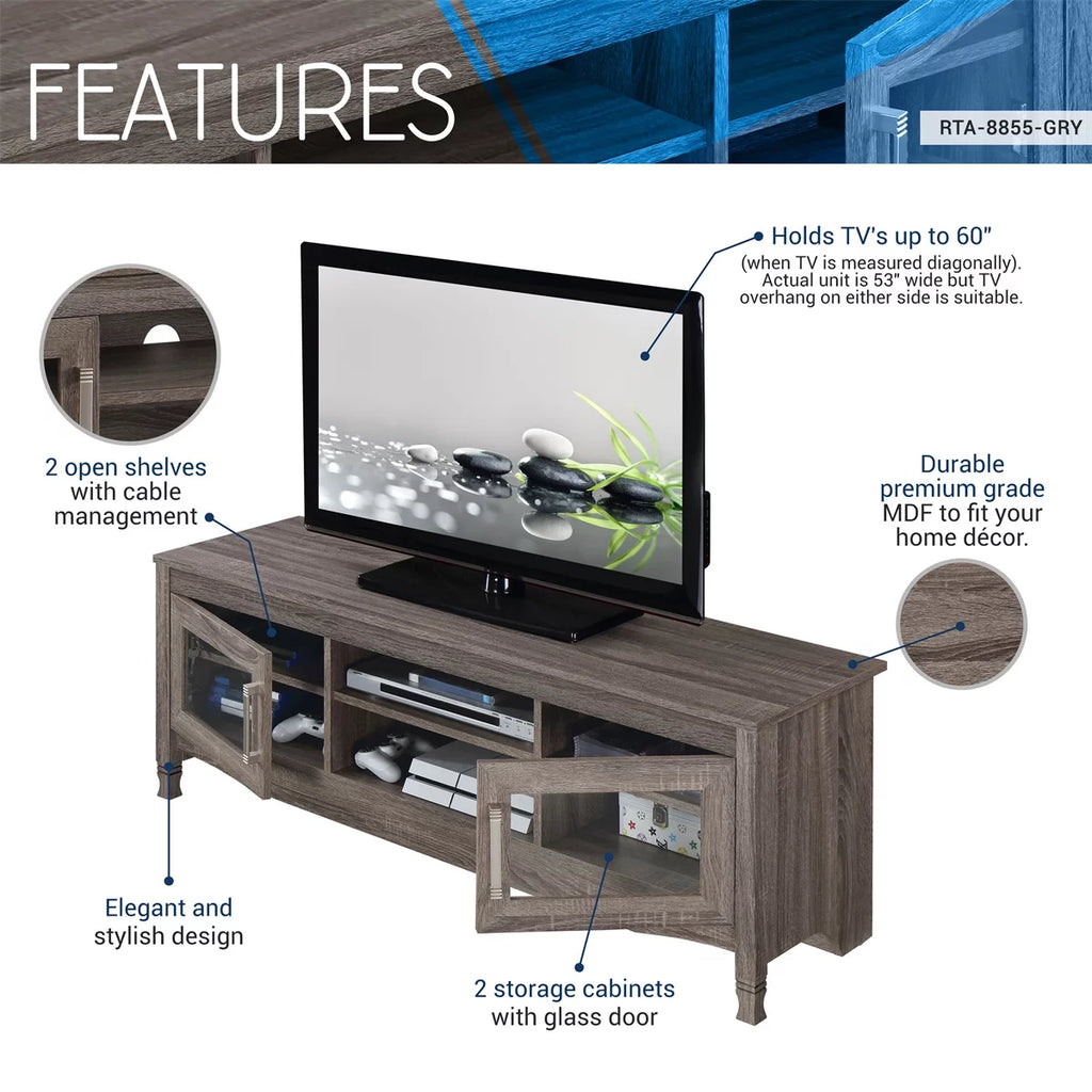 Grey Driftwood TV Stand up to 60 Inches with 2 Doors L249753