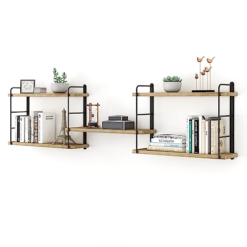 Wall Mounted Floating Shelves, 5 Brown Wood Shelves I379924