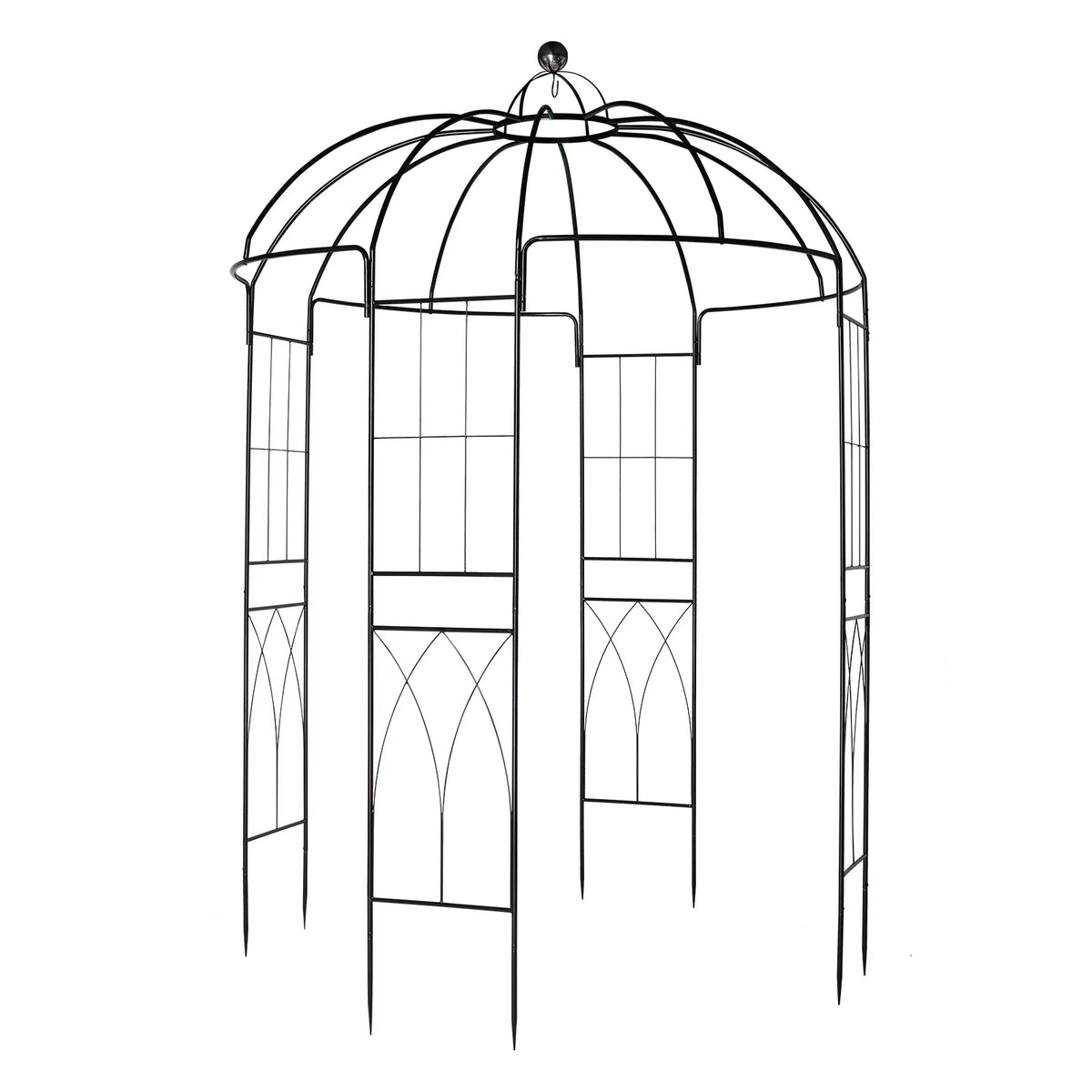 Black Outdoor Trellis Planter with Stakes O6781
