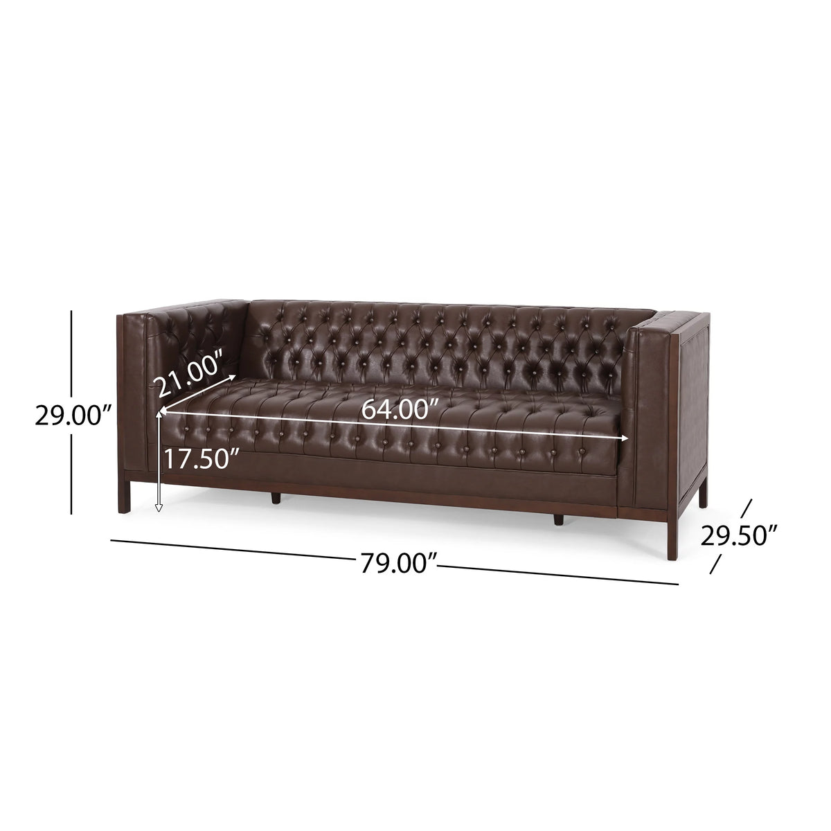 Dark Brown Faux Leather Sofa G4962