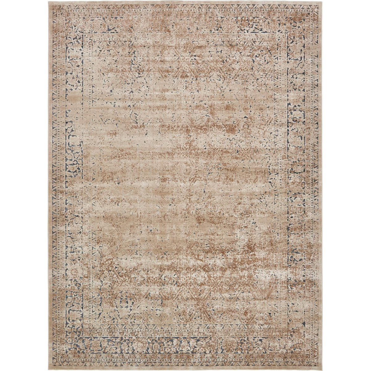 Beige Ivory 9' x 12' Rectangle Vintage Border Rug K46429