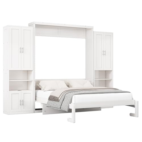 Queen Size Murphy Bed with Desk Combo White U534762