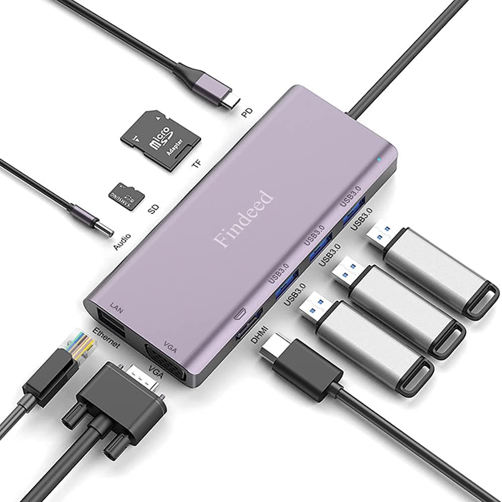 10 in 1 USB C Docking Station with 4K HDMI SD/TF Card Reader H12290