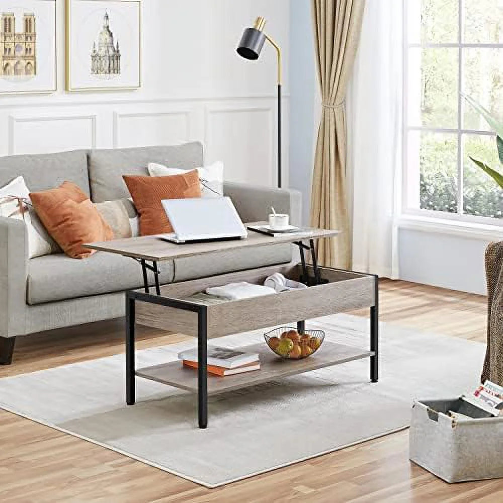 Industrial Lift Top Coffee Table 47.5x24x20 Inches Gray W39864