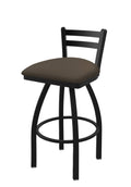 Swivel Bar Stool with Black Wrinkle Finish and Canter Earth Seat O380338