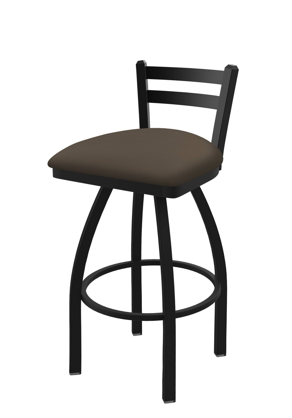 Swivel Bar Stool with Black Wrinkle Finish and Canter Earth Seat O380338