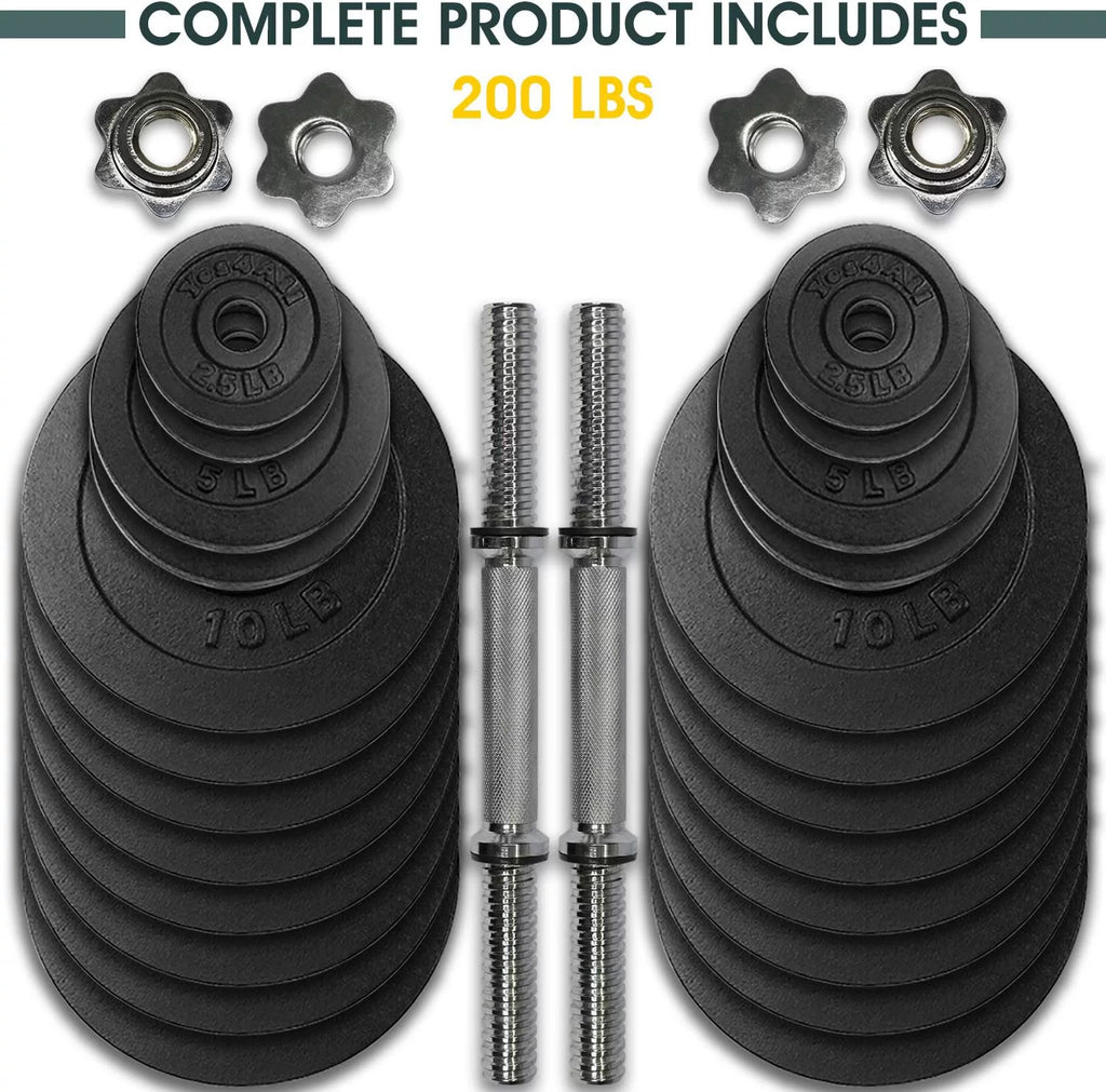 200 lbs Adjustable Cast Iron Dumbbell Set E62784