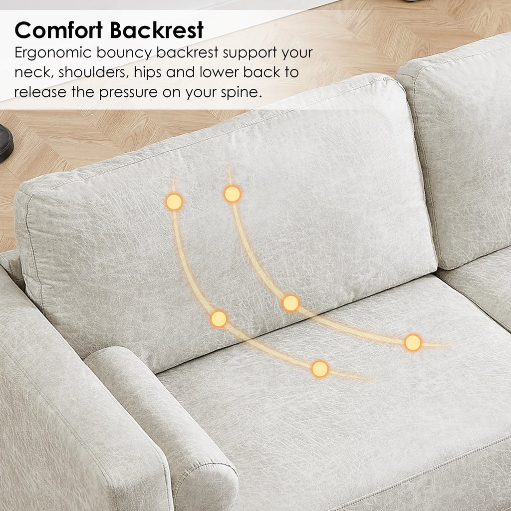 White 3 Seat Upholstered Sofa D79464