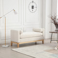 Ivory Upholstered Bench with Wood Legs W333