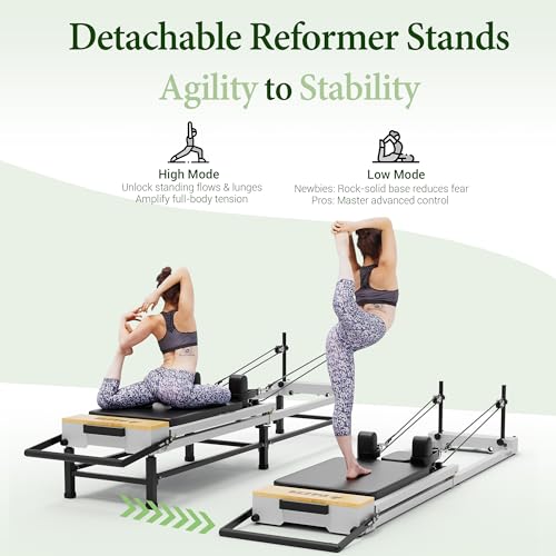 Foldable Pilates Reformer Machine with Adjustable Heights Y8833