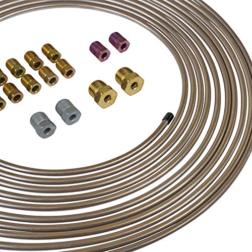 3/16" x 25' Copper-Nickel Brake Line Tubing Coil & Fitting Kit L389830