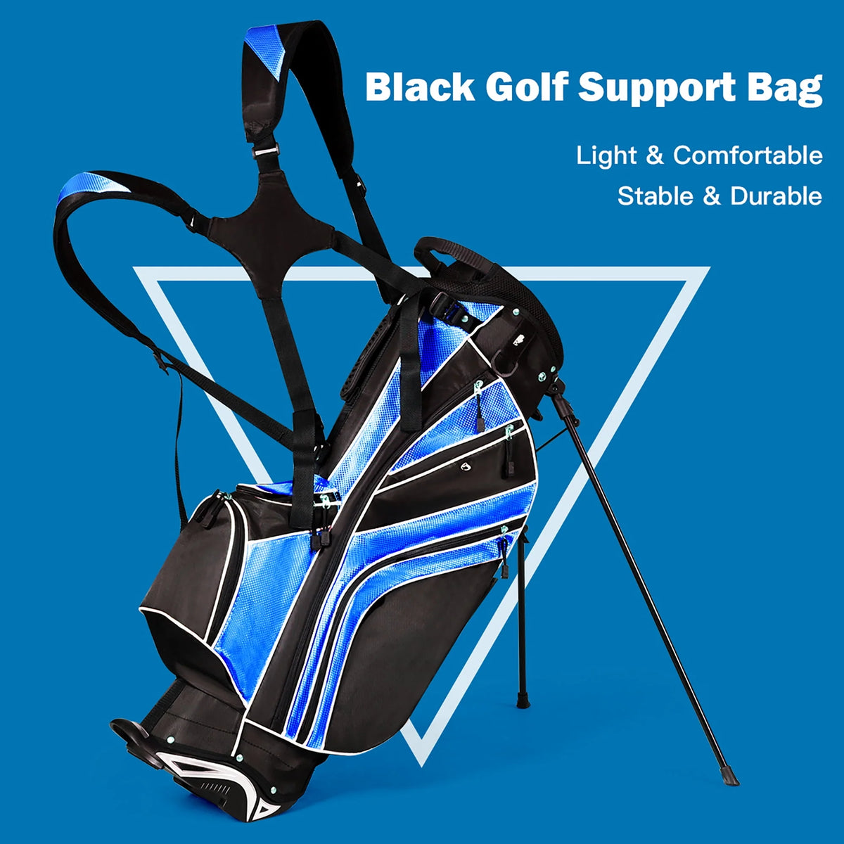 Golf Stand Cart Bag with 6 Way Divider Black E666