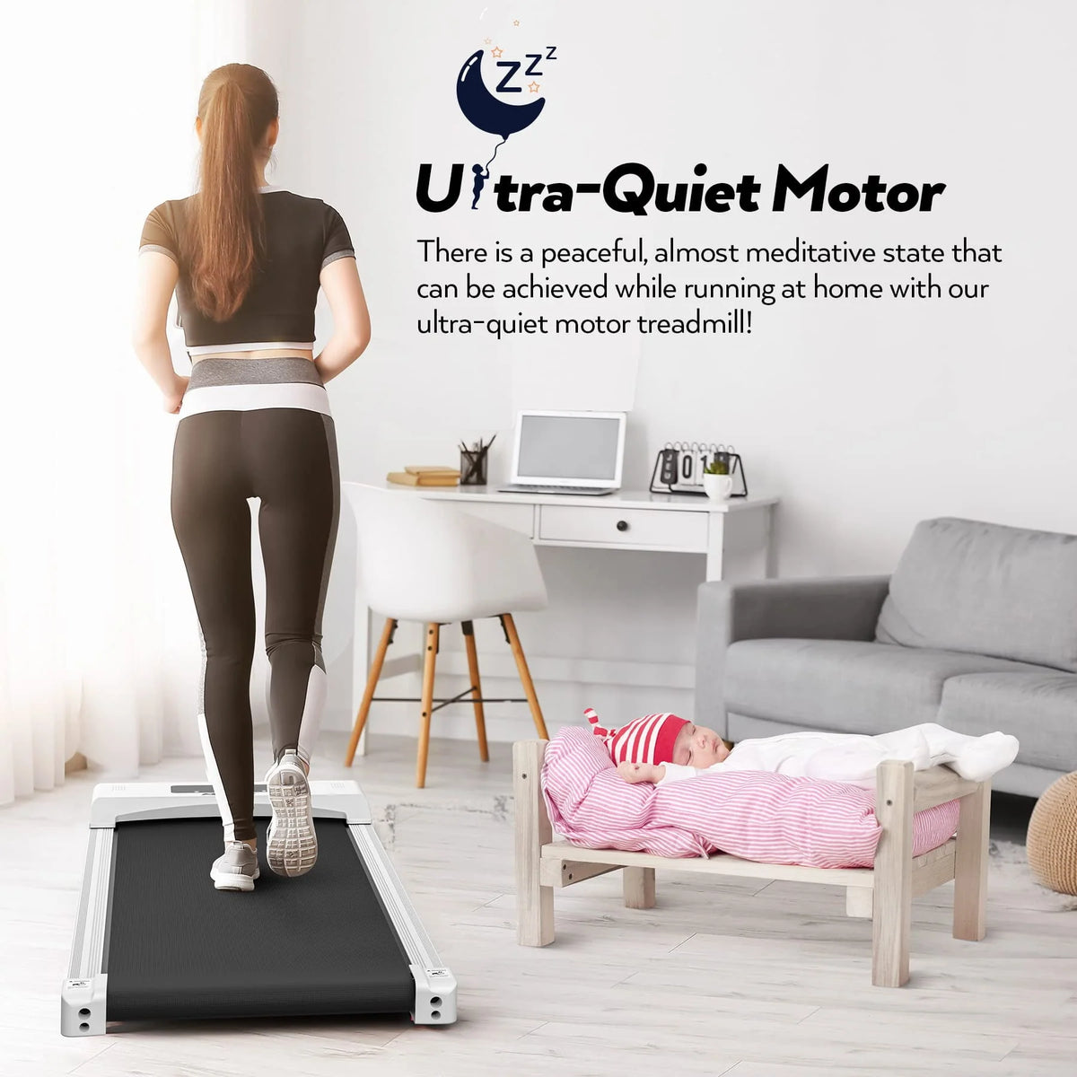 Under Desk Treadmill with Remote Control White T335