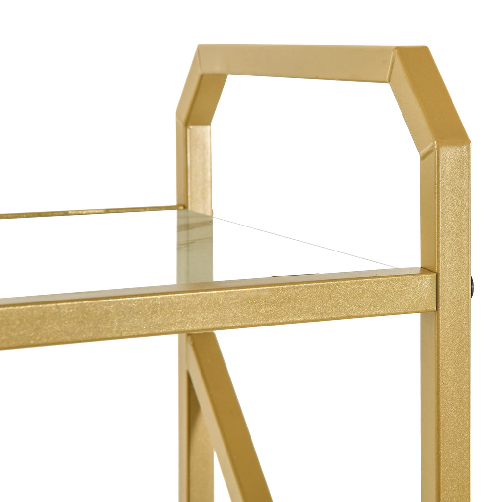 Gold 5 Tier Glass Shelves Bookshelf R519359