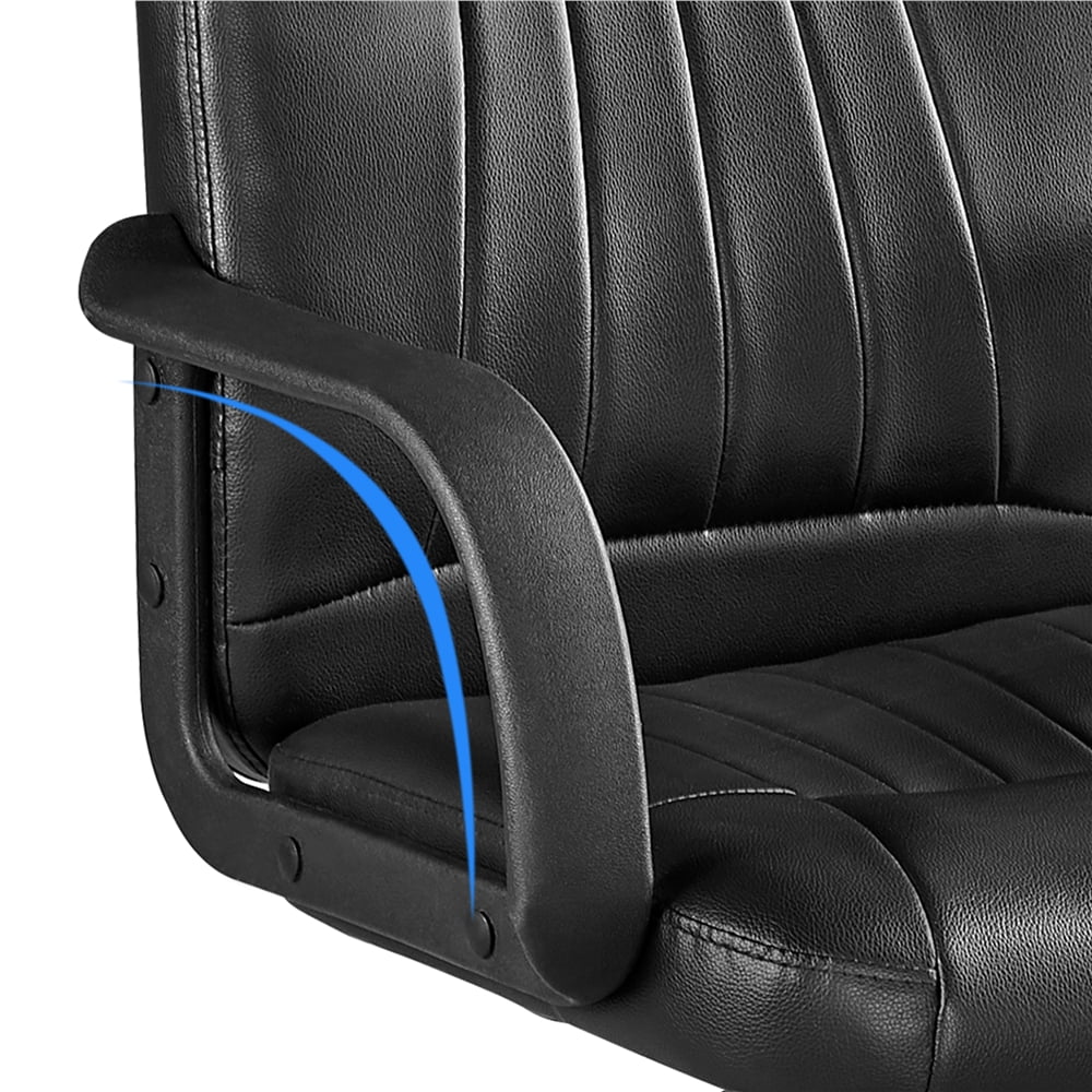 Black Faux Leather Swivel Office Chair Set of 2 Q647