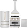 30 Inch Gas Range, Range Hood, Dishwasher, Refrigerator in Stainless Steel T19986