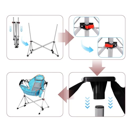 Folding Aluminum Adjustable Hammock Camping Chair with Pillow Cup Holder Carry Bag O242419