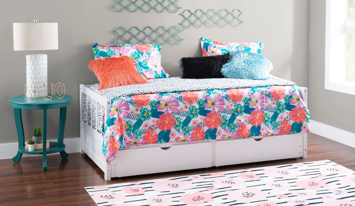 White 2-Drawer Convertible Twin to King Daybed X56931