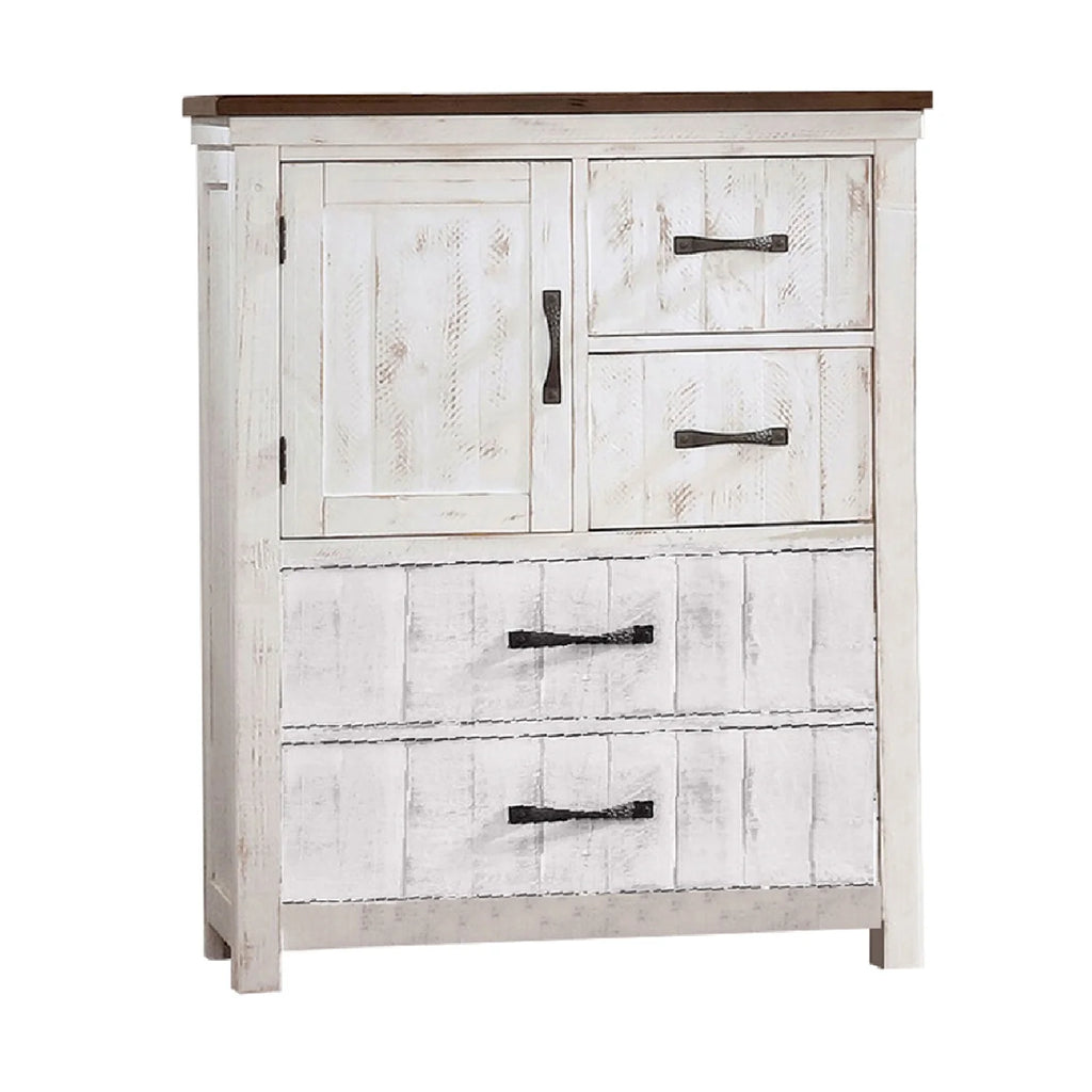 White & Brown 4 Drawer Chest with Contrasting Top L3437