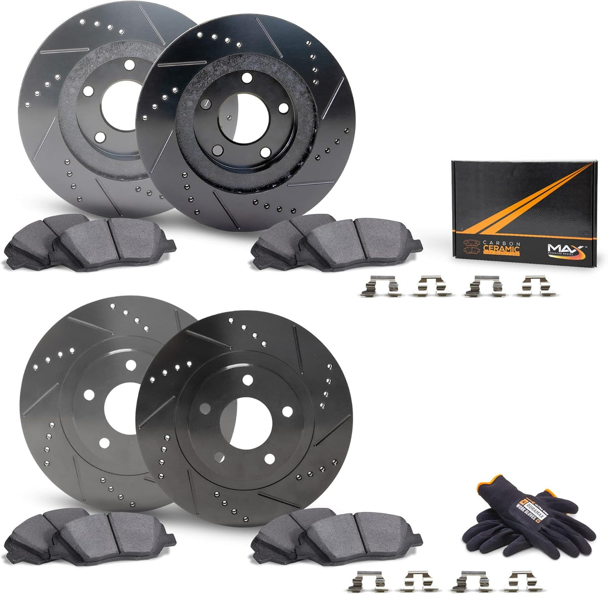 Max Brakes Premium OE Rotors with Carbon Ceramic Pads L45007