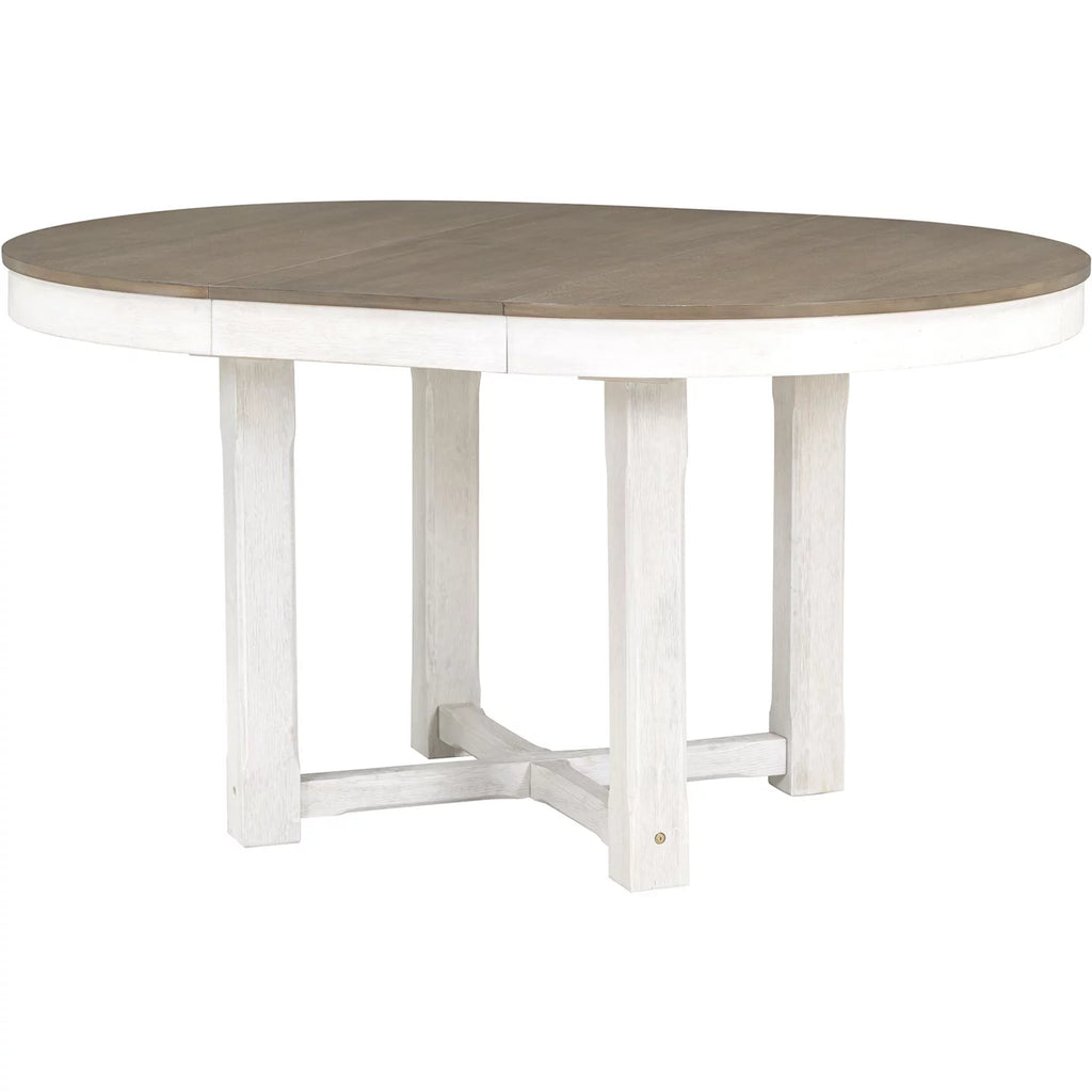 5 Piece Round Extendable Wood Dining Table Set with 4 Upholstered Chairs M852