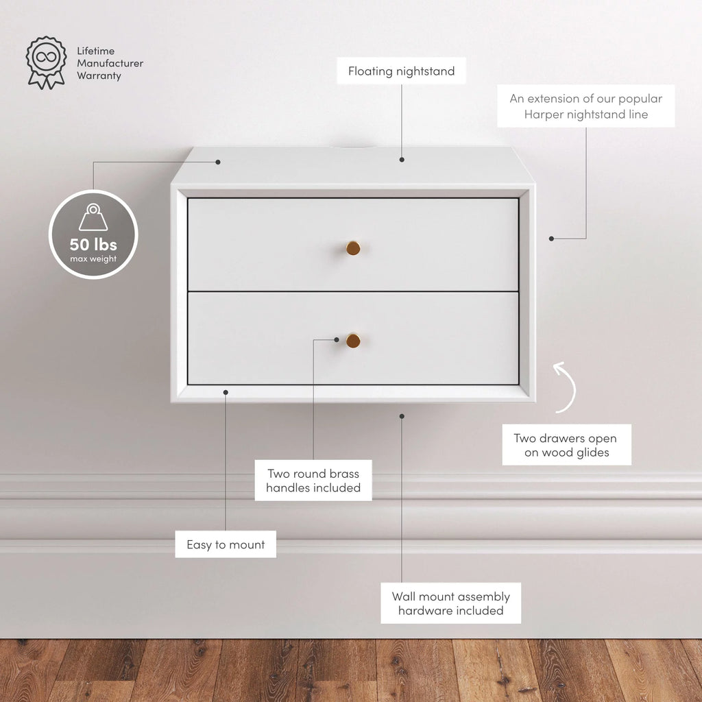 Wall Mounted Nightstand with Drawers Q28063